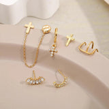 Cross Chain Earrings Set For Girls Without Piercing, Ear Clip Jewelry
