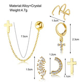 Cross Chain Earrings Set For Girls Without Piercing, Ear Clip Jewelry