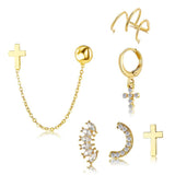 Cross Chain Earrings Set For Girls Without Piercing, Ear Clip Jewelry