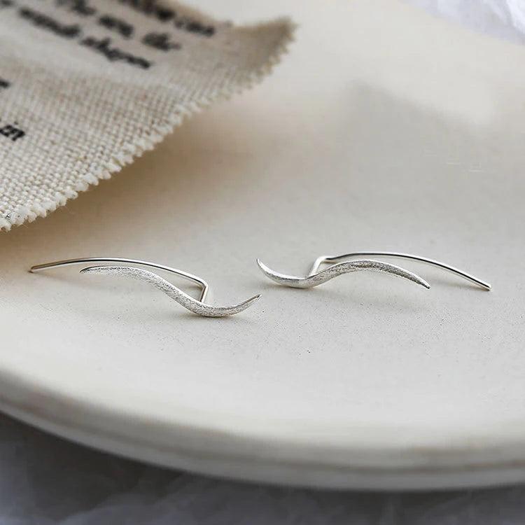 925 Silver Wave Ear Climbers Earrings