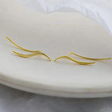 925 Silver Wave Ear Climbers Earrings