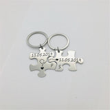 Initials Letters Date Couple Keychain Personalized Key Chain for Men Women
