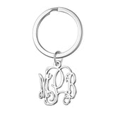 Custom Initials Keychain Stainless Steel Key Chain for Women Men