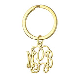 Custom Initials Keychain Stainless Steel Key Chain for Women Men