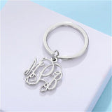 Custom Initials Keychain Stainless Steel Key Chain for Women Men