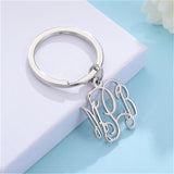 Custom Initials Keychain Stainless Steel Key Chain for Women Men