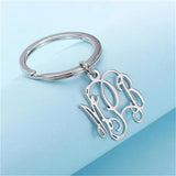 Custom Initials Keychain Stainless Steel Key Chain for Women Men