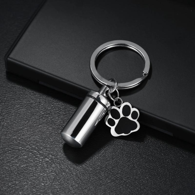 Personalized Engraved Pet Name Paw Urn Keychain