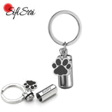 Personalized Engraved Pet Name Paw Urn Keychain