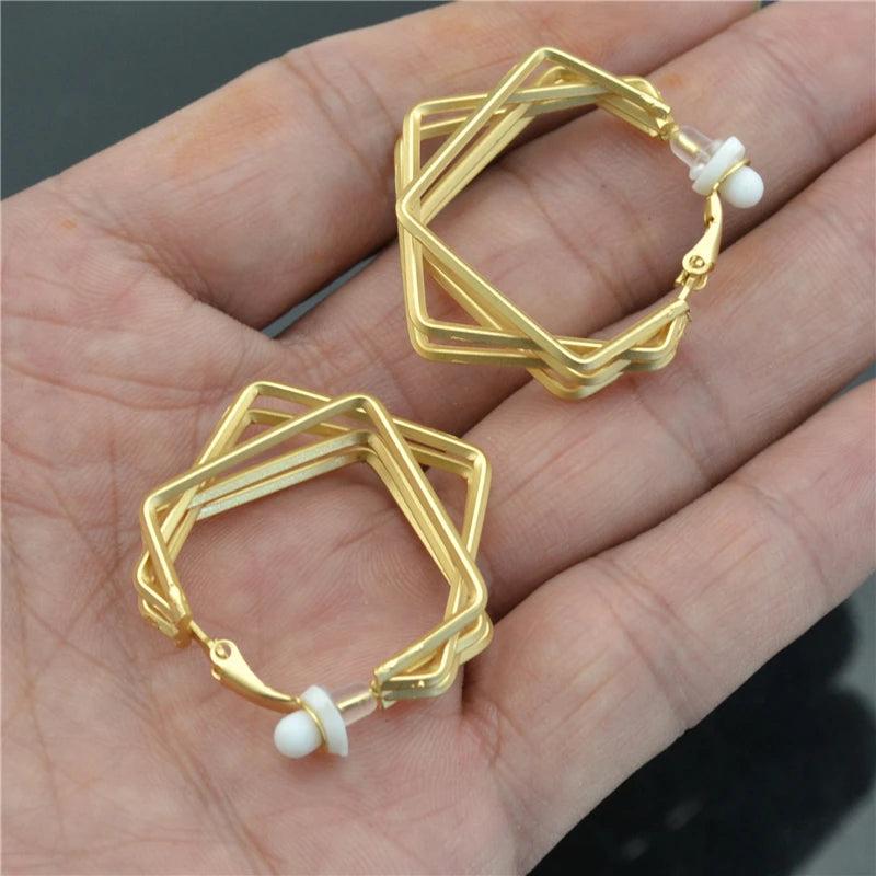 Clip on Ears Hoop Earrings for Women Non-Pierced Jewelry