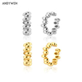 925 Silver Beads Charms Ear Cuff Earring Earcuff Non Piercing Clips Women