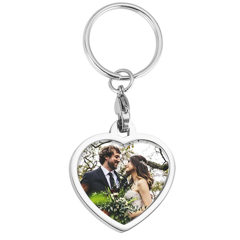 Personalized Couple Keychain with Photo and Text, Stainless Steel Gift Accessory