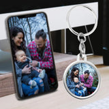Personalized Couple Keychain with Photo and Text, Stainless Steel Gift Accessory