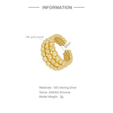 925 Silver Double Layer Ear Cuffs Zircon Clip Earrings