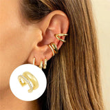 925 Silver Double Layer Ear Cuffs Zircon Clip Earrings