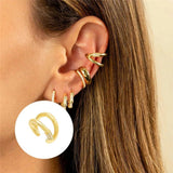 925 Silver Double Layer Ear Cuffs Zircon Clip Earrings