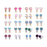 20 Pair Animal & Flower Clip-on Earrings for Girls Pack