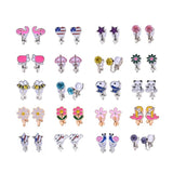 20 Pair Animal & Flower Clip-on Earrings for Girls Pack