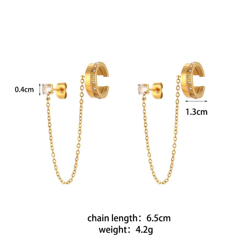 Zircon 18K Plated Chain Fringe Ear Cuff Daily Jewelry