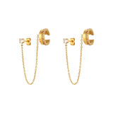 Zircon 18K Plated Chain Fringe Ear Cuff Daily Jewelry