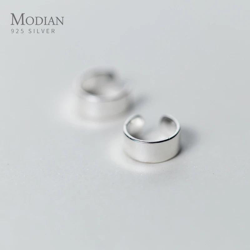 Minimalism Round Clip Earrings 925 Sterling Silver For Women Girls