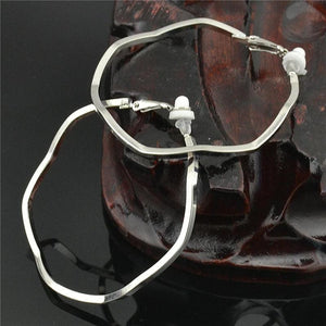 Silver Plating Ear Hoop Earrings for Women Big Circle Non Pierced Jewelry