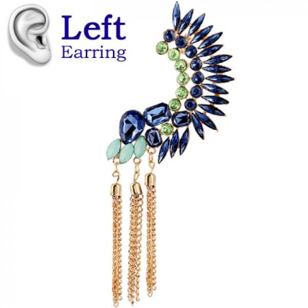 Boho Long Tassels Ear Cuff Earring Bijoux Femme Chain Rhinestone Clip