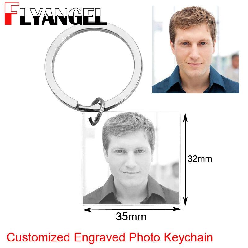Custom Stainless Steel Family Photo Keychain