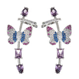 Purple Butterfly Ear Clip Earrings Wedding Party Jewelry ER-606