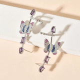 Purple Butterfly Ear Clip Earrings Wedding Party Jewelry ER-606