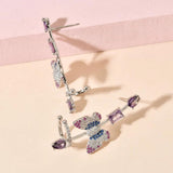 Purple Butterfly Ear Clip Earrings Wedding Party Jewelry ER-606