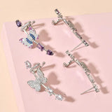 Purple Butterfly Ear Clip Earrings Wedding Party Jewelry ER-606