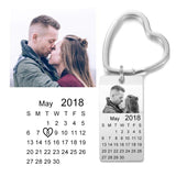 Personalized Calendar Keychain Love Heart Key Ring Date