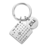 Personalized Calendar Keychain Love Heart Key Ring Date