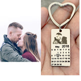 Personalized Calendar Keychain Love Heart Key Ring Date