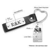 Personalized Calendar Keychain Love Heart Key Ring Date