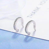 Zircon 925 Silver C Type Clip Earrings Punk Rock Unisex Rhinestone Ear Clip