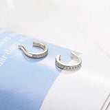 Zircon 925 Silver C Type Clip Earrings Punk Rock Unisex Rhinestone Ear Clip