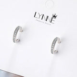 Zircon 925 Silver C Type Clip Earrings Punk Rock Unisex Rhinestone Ear Clip