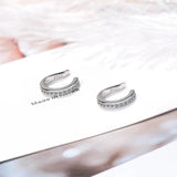 Zircon 925 Silver C Type Clip Earrings Punk Rock Unisex Rhinestone Ear Clip