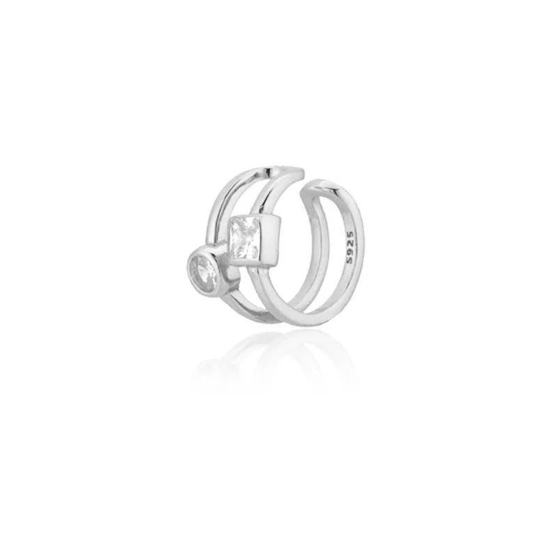 925 Silver Zircon Circle Ear Cuff Earring Non Piercing Clips Earcuff Jewelry