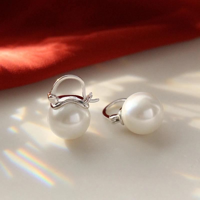 925 Silver Clip Earrings Crystal Red Stone Vintage Wedding Earrings