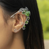 Flowers Ear Bone Clip Rose Branch Vine Leaf Elf Tassel Clip Earrings