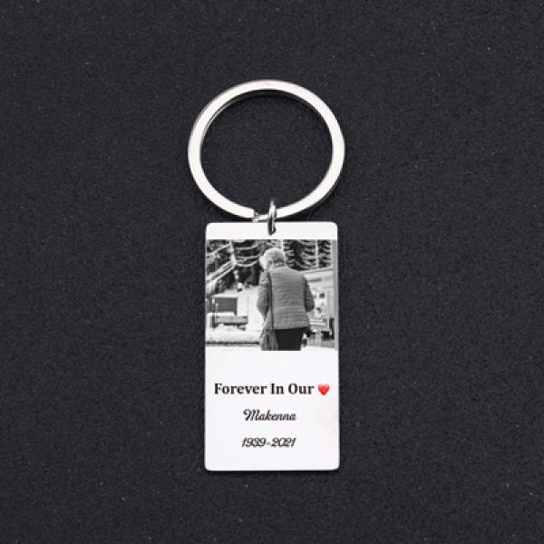 Custom Photo Memorial Keychain - Loss of Loved One Remembrance Keyring