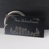 Custom Family Portrait Keychain - Personalized Family Name Jewelry