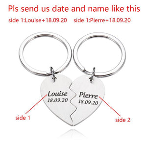 Personalized Name and Date Keyring Chain for Couple Anniversary Gift