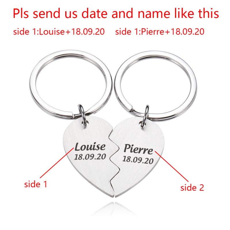 Personalized Name and Date Keyring Chain for Couple Anniversary Gift