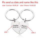 Personalized Name and Date Keyring Chain for Couple Anniversary Gift