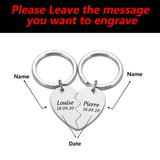 Personalized Name and Date Keyring Chain for Couple Anniversary Gift