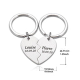 Personalized Name and Date Keyring Chain for Couple Anniversary Gift